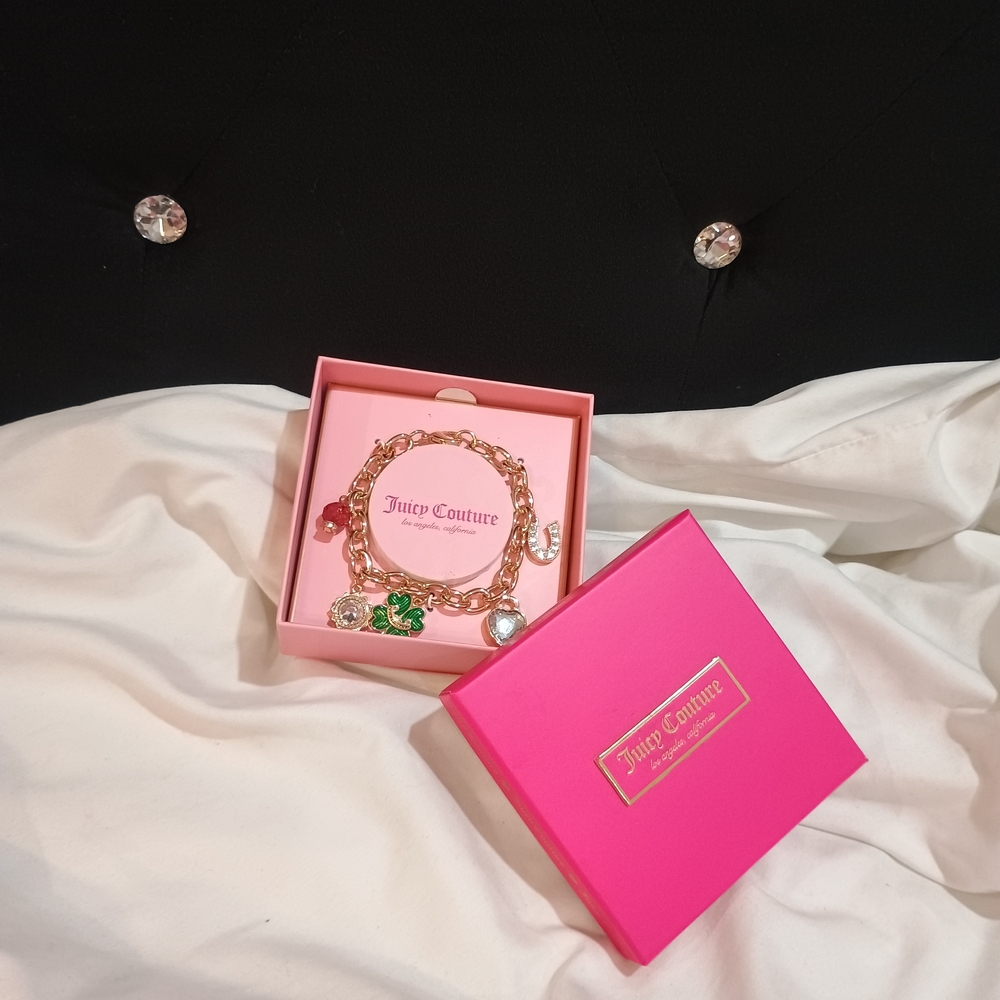 New Juicy Couture Lucky Charm Gold Bracelet Four-leaf Clover Horseshoe
